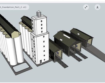 Kit de elevador de grano de hormigón de 16 silos a escala O impreso en 3D