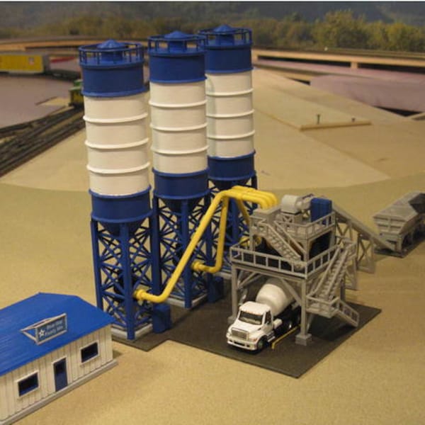 Fábrica de concreto para maquete ferroviária em escala HO impressa em 3D