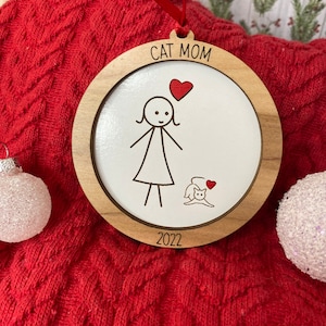 personalized cat mom or cat dad handmade ornament