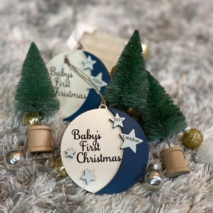 Baby's first Christmas ornament moon and stars ornament