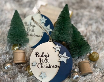 Baby's first Christmas ornament moon and stars ornament