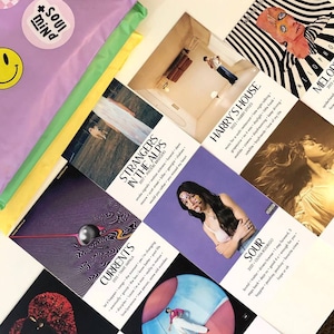 Minimalist Album Cover Poster Set Wall Art Create Custom Print Bundle Aesthetic Tracklist Dorm Room Decor Vibes Trendy Song Collage Kit