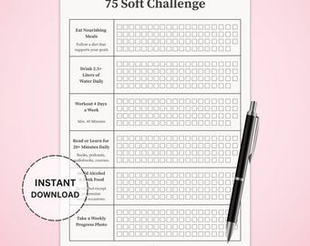 75 Soft Challenge Tracker | Printable Instant Download Digital Journal Planner