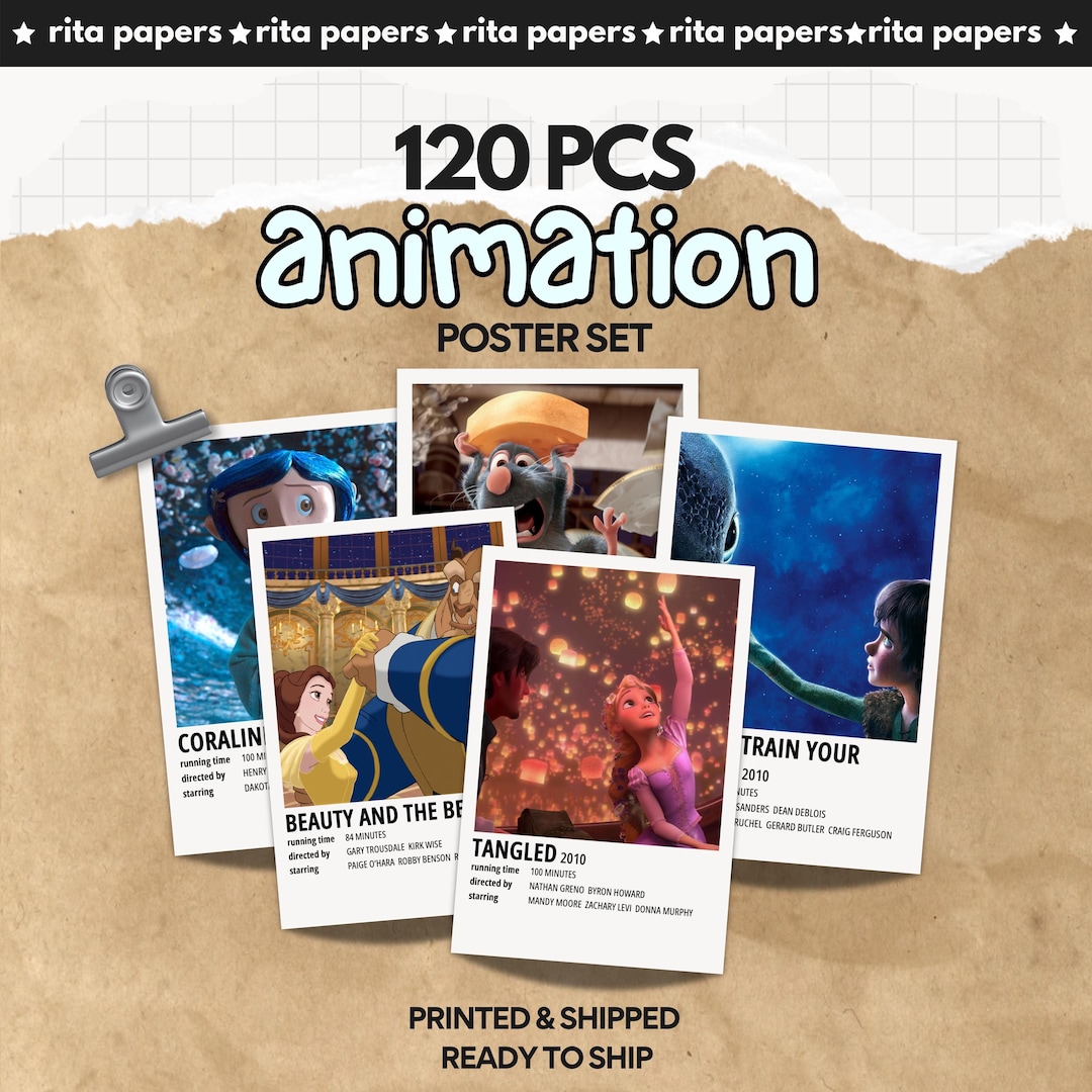 Animation Movie Poster Set: Minimalist Film Prints, Kids Room Decor DDP ...