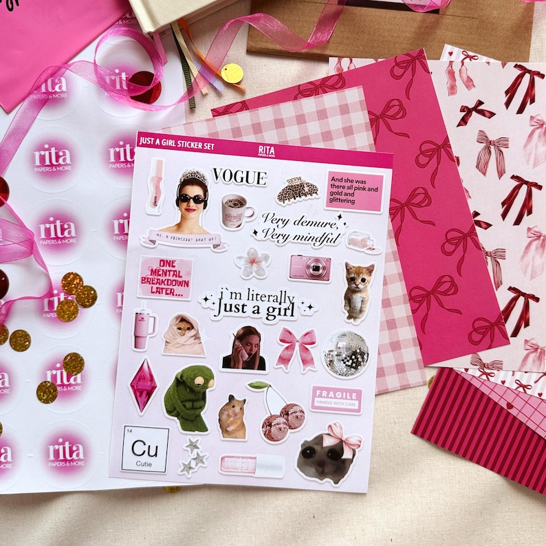 Niedliche Girly Sticker Blatt Ästhetische Aufkleber Kokette Junk Journaling Journal Stickers Planer Hamster Sticker Pack DDP Bild 6