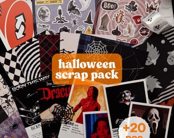 Junk Journal Starter Kit Halloween Scrap Pack Horror Unheimlich Thriller Film ästhetische Aufkleber Scrapbooking Geheimnis Ephemera Lieferungen Geheimnis