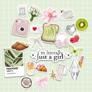 Feuille d'autocollants esthétiques Clean Girl Carnet d'autocollants Planner Coquette Ensemble d'autocollants Girly Soins personnels Matcha Clean Girl esthétique Ordinateur portable Kindle