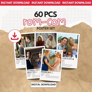 DOWNLOAD DIGITALE / 60 PCS Rom Com Poster Set 2000s Movie Bundle Print Pack Estetico Dormitorio Decorazione Anni '90 Minimalista San Valentino Idea Regalo