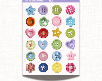 Niedliche Knöpfe Aufkleber Blatt Ästhetische Aufkleber Girly Kokette Junk Journaling Journal Aufkleber Planer Basteln Scrapbooking Vinyl DDP