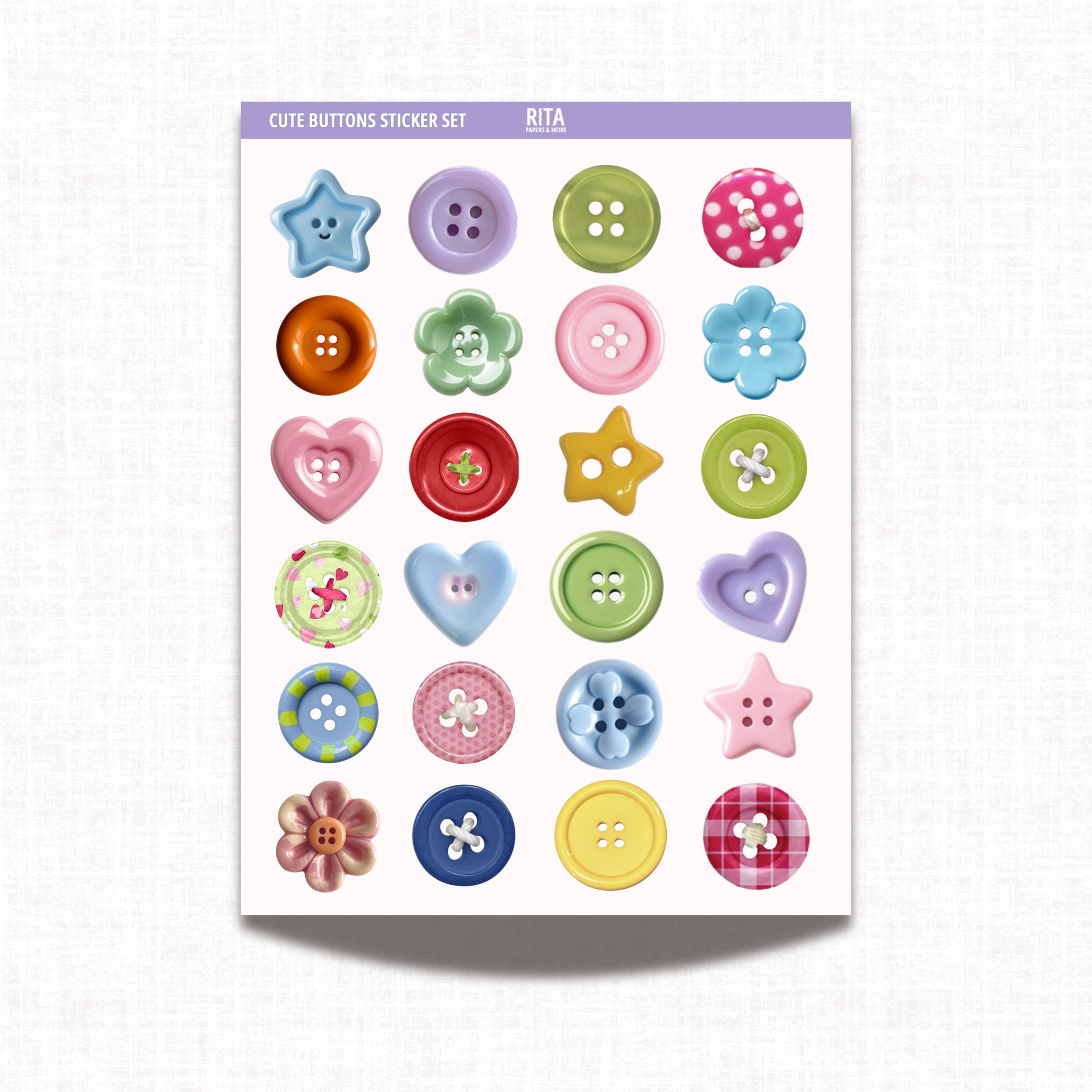 Cute Buttons Sticker Sheet Aesthetic Stickers Girly Coquette Junk ...