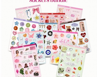 Aesthetic Stickers Bundle Cute Girly Stickers Journal Stickers Junk Journaling Scrapbooking Ephemera Crafting Bullet Journal Planner Sticker