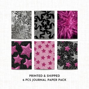 Paquete de 6 hojas de papel para diario, hojas de fondo con patrones de scrapbooking estéticos, hojas de diario basura Stargirl
