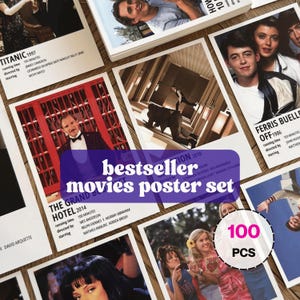 100 PCS Bestseller Movie Poster Set | Aesthetic Popular Movies Minimalist Personalized Dorm Room Decor Posters Bundle