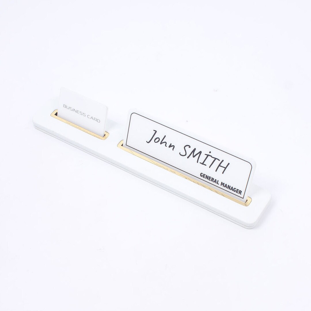 Leather Table Name Plate and Business Card Holder White / Etsy