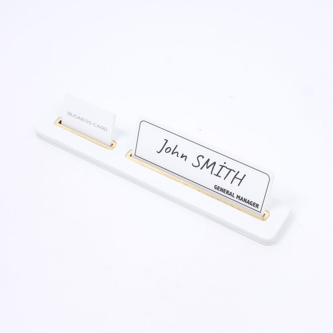 Leather Table Name Plate and Business Card Holder White / Etsy