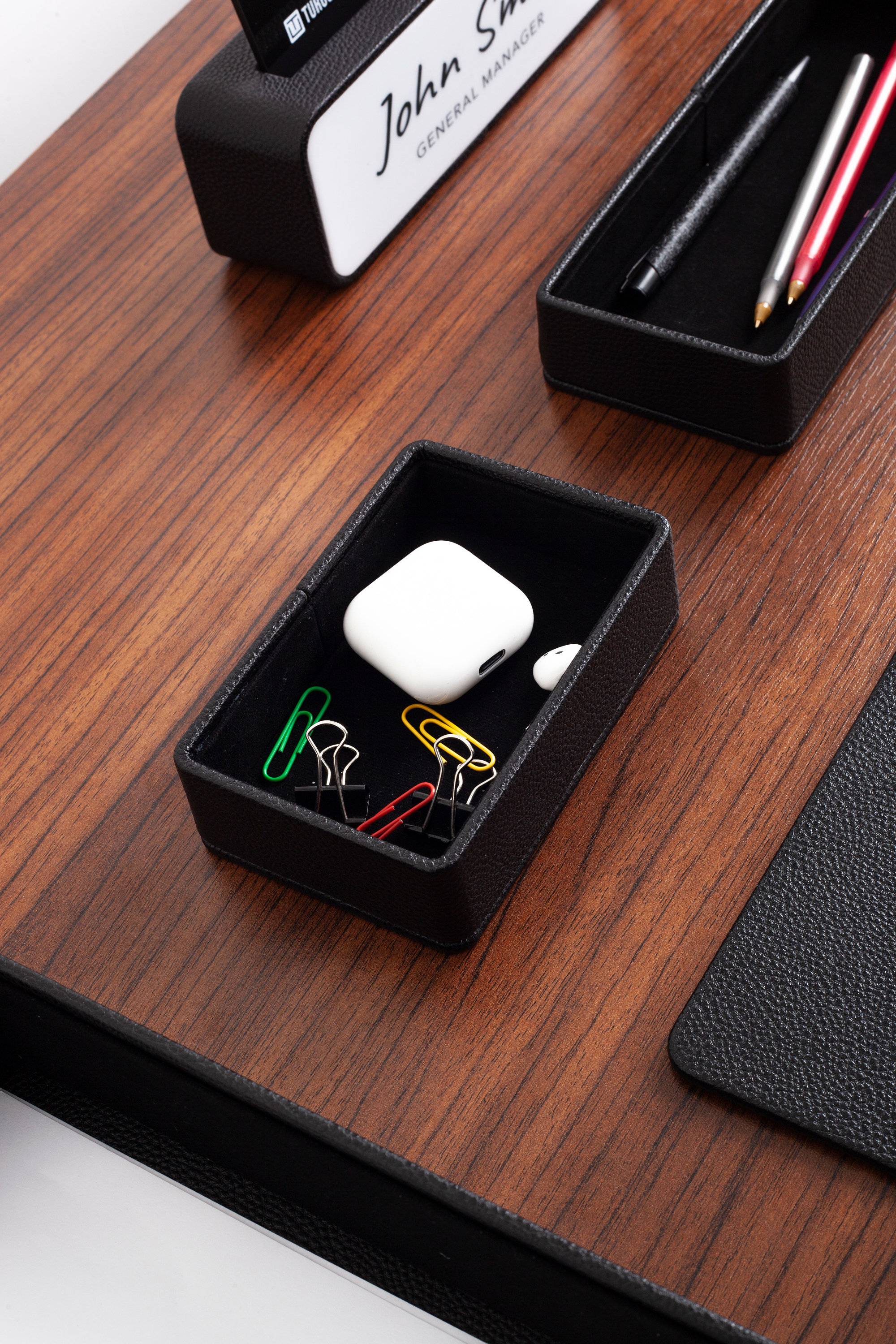 Oslo Leather Desk Set 10 Piece Black Leather Desk Accessories Premium