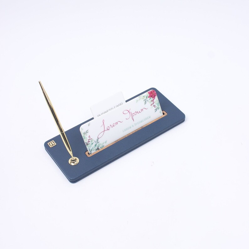 Desk Name Plate Leather Navy Blue / Desk Name Accessories