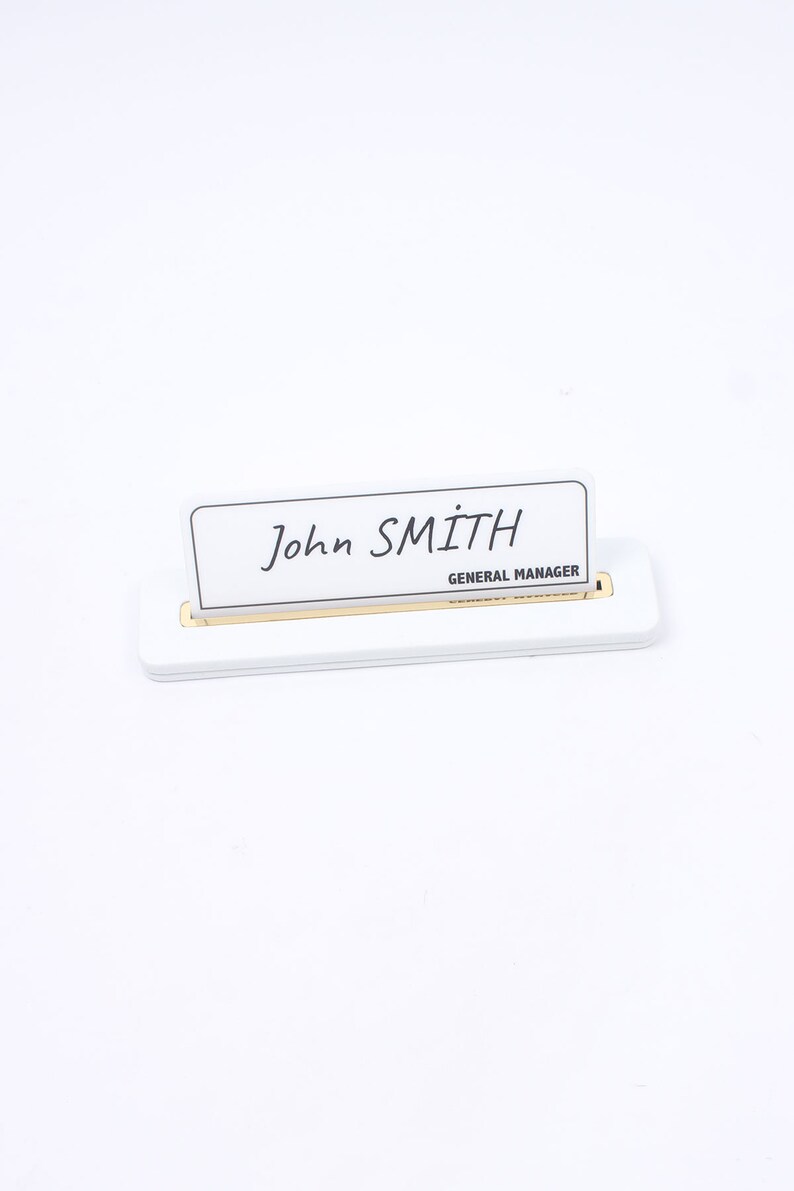 Leather Desk Name Plate White / Office Gift / Minimalist - Etsy