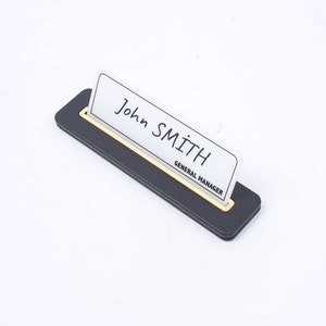 Leather Desk Name Plate Black / Custom Name Plate / Desk Name Sign / Office Name Plate Gift
