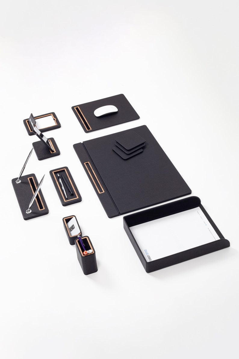 Pera Leather Desk Set / Desk Accessories / Leather Office Desk