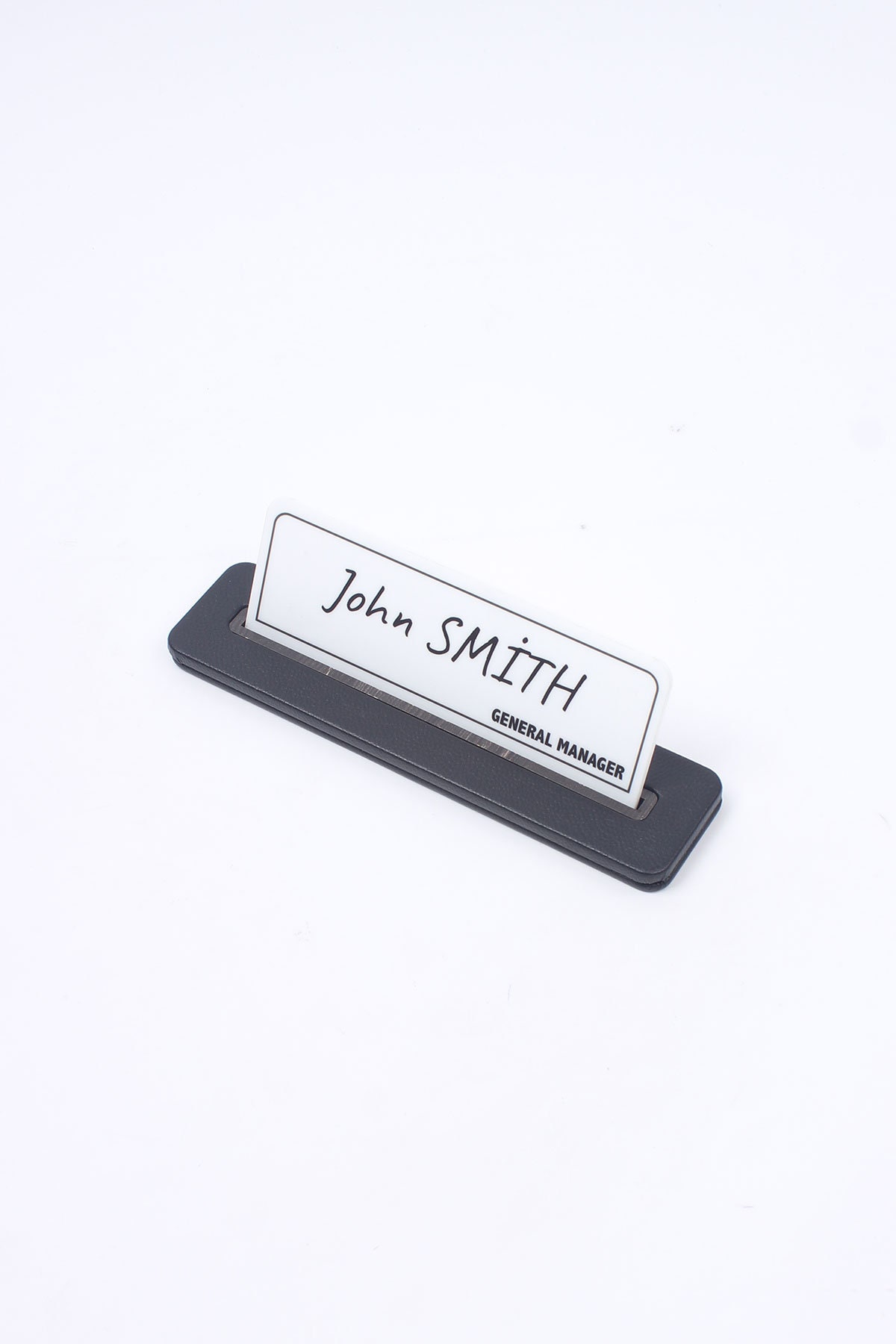 Leather Desk Name Plate Black / Custom Name Plate / Desk Name Sign ...