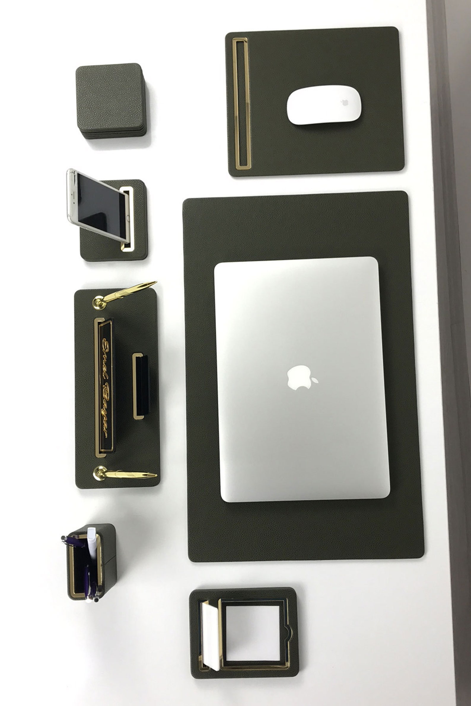 Leather Desk Set Desk Accessories Set Personalized Desk Set Office Desk