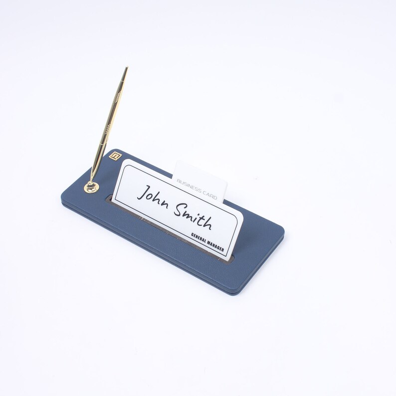 Desk Name Plate Leather Navy Blue / Desk Name Accessories