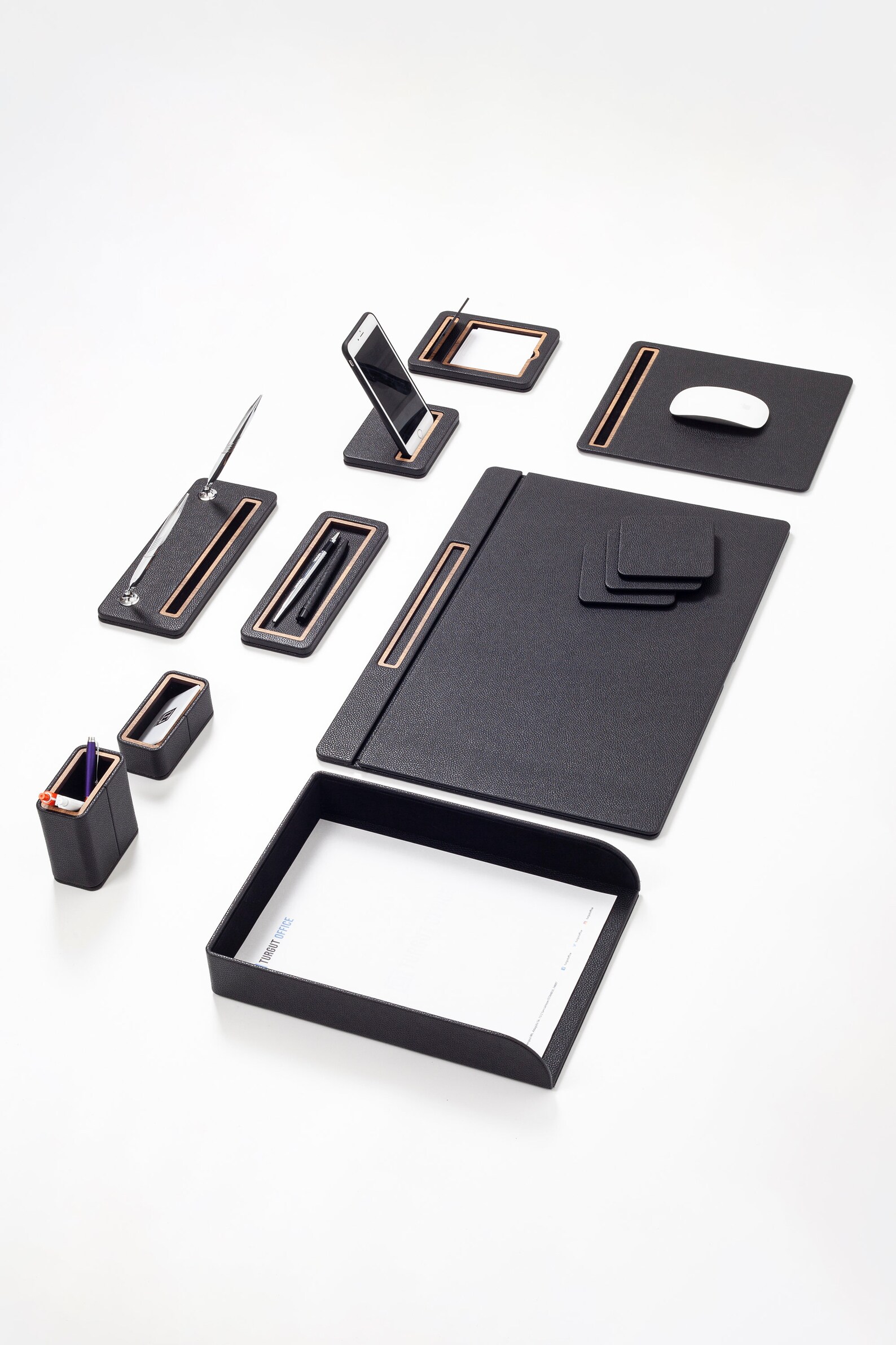 Pera Leather Desk Set / Desk Accessories / Leather Office Desk ...