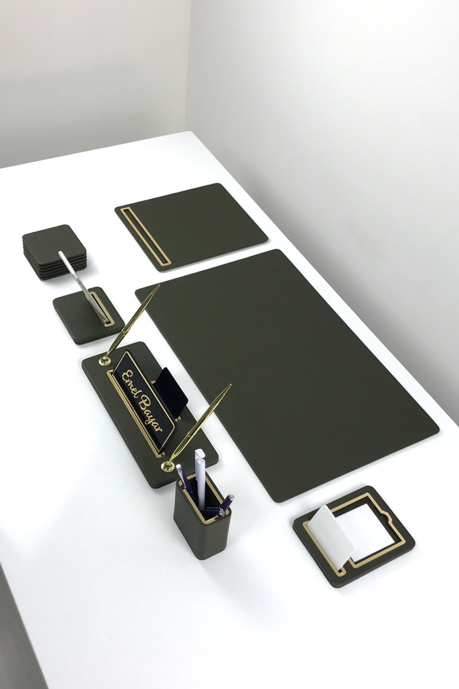 Leather Desk Set Desk Accessories Set Personalized Desk Set Office Desk