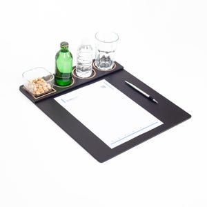 Almohadilla de cuero negro para escritorio de reuniones: organizador para salas de conferencias (38 x 44 cm)