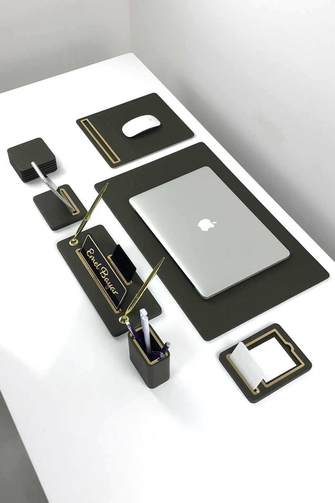 Leather Desk Set Desk Accessories Set Personalized Desk Set Office Desk