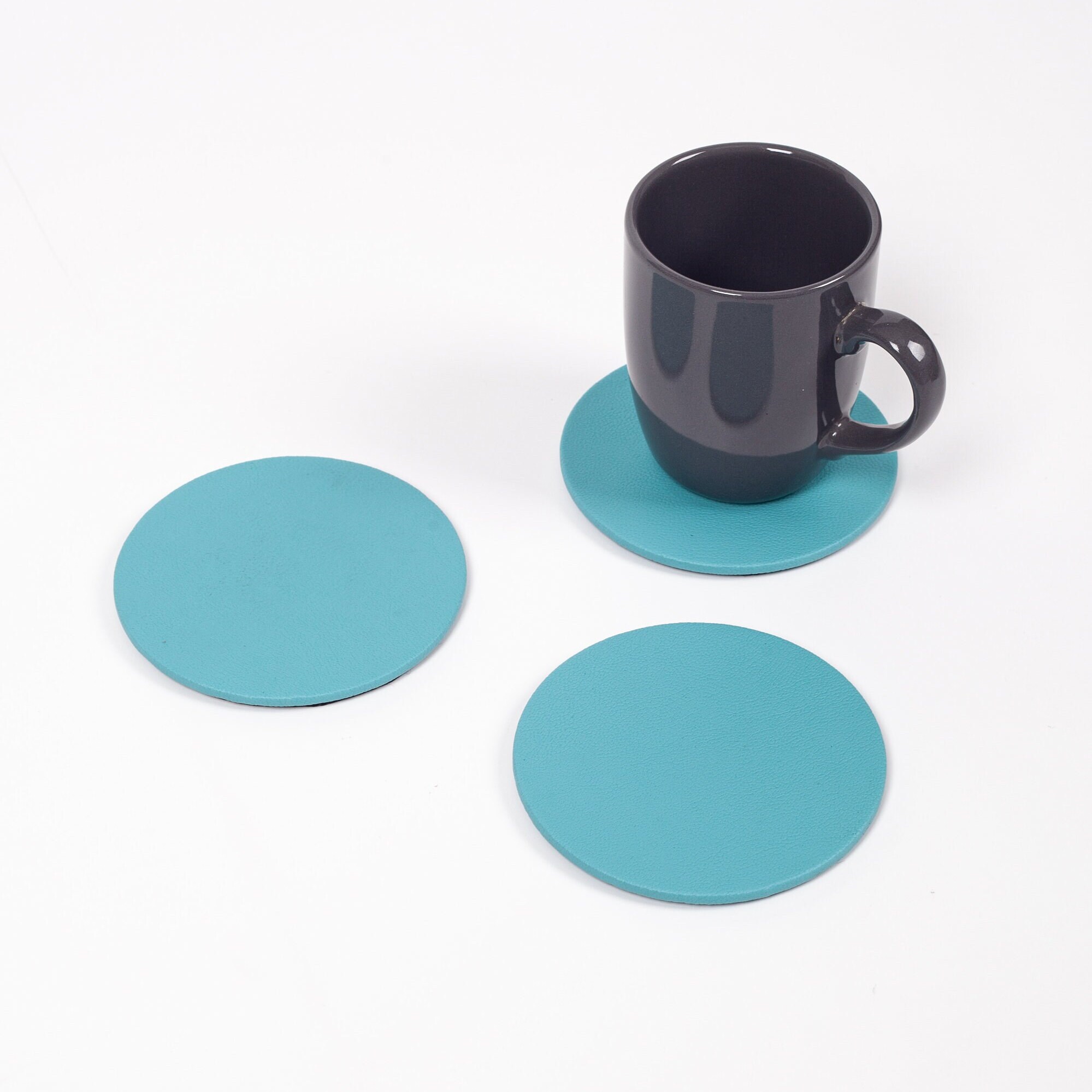 Juego de posavasos de piel sintética: posavasos redondos para bebidas, decoración de oficina - España