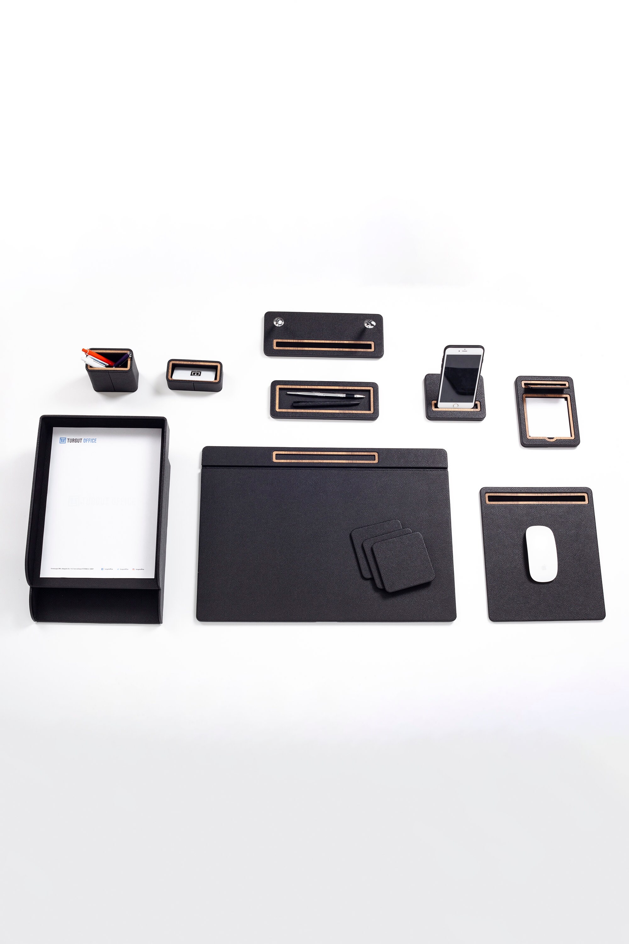 Pera Leather Desk Set / Desk Accessories / Leather Office Desk ...