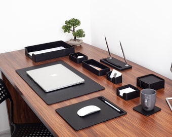 Juego de escritorio de cuero Roma 10 piezas - Accesorios de oficina elegantes para la organización del espacio de trabajo - Juego de escritorio personalizado - Idea de regalo sofisticada