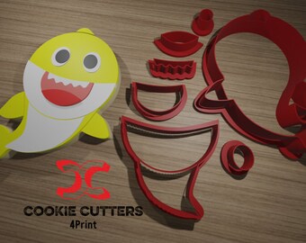 baby shark cute shark cookie cutter - roblox noob 3d printed cookie cutter etsy