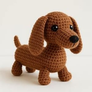 Modèle PDF au crochet d'un teckel amigurumi | Teckel | Tutoriel pour un chien debout avec photos étape par étape | Modèle de chiot au crochet
