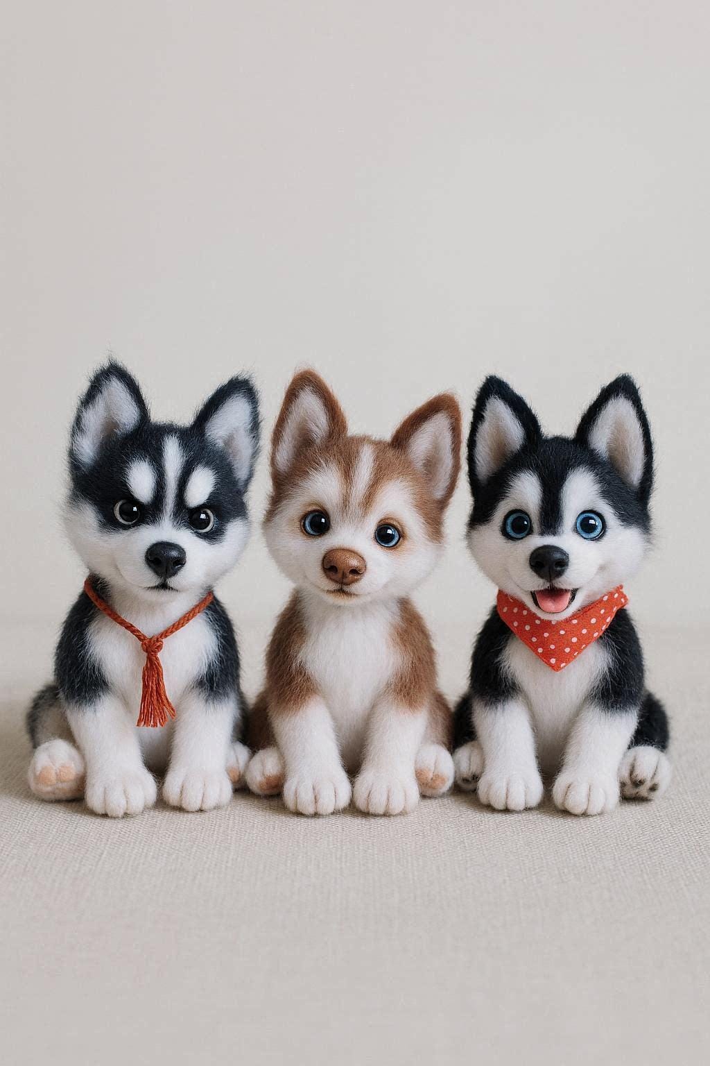 Fluffy Mohair Husky Amigurumi Pattern with 3 Variants