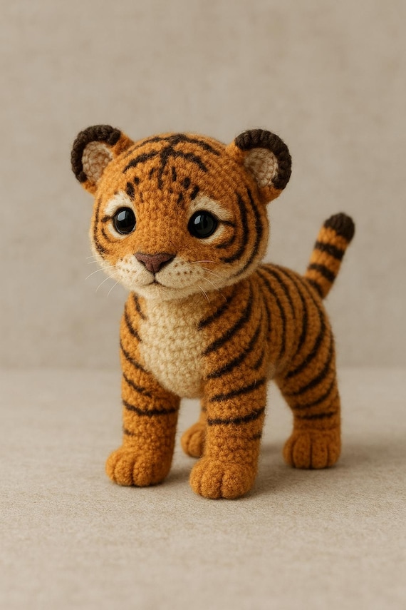 Tiger Cub Amigurumi Pattern | Crochet Tiger PDF Tutorial | Cute Standing Tiger Toy | Jungle Animal Crochet Pattern / Cucciolo Tigre Ita/Eng