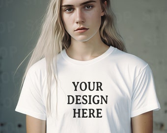 White Tshirt Mockup Oversized 35mm Photography White Front of Shirt Mockup Model Mockup Trendy Mock White Colored Shirt Aesthetic Film