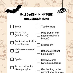 Halloween in Nature Scavenger Hunt for Kids - Halloween Nature Printable - Halloween in Nature Scavenger Hunt Printable - Game
