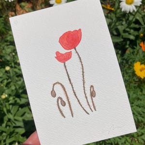 Original Poppies Watercolor | Hand Painted | Original Floral Art Painting