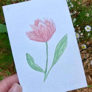 Original Tulip Watercolor | Hand Painted | Original Floral Art Painting