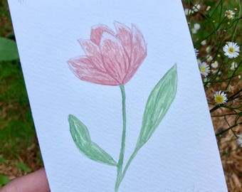 Original Tulip Watercolor | Hand Painted | Original Floral Art Painting