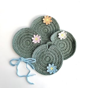 Crochet Floral Lily Pad Coaster 4pc Set