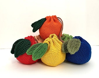 Crochet Drawstring Fruit Pouch Bag