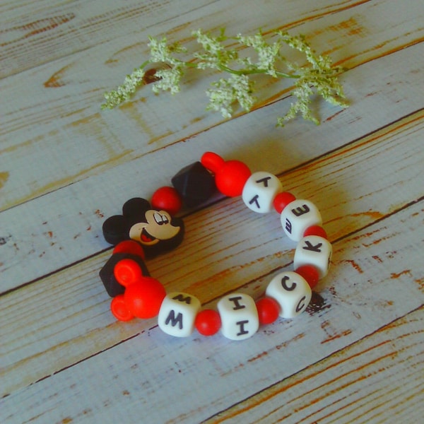 Personalized Mickey Mouse Sensory Learning Silicone Play Ring with Mickey’s Focal Bead Featuring the Mickey Mouse Club!