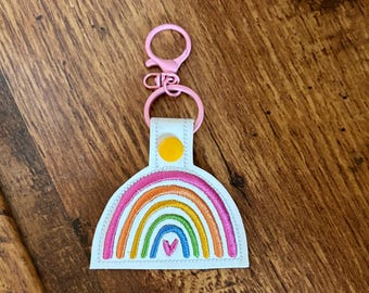 Rainbow Key Fob/Rainbow Snap Tab/Pride Backpack Tag/Lanyard Tag Purse Charm, Rainbow Zipper Pull Key Chain
