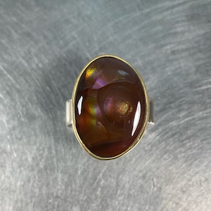 Anello Di Agata Di Fuoco, Oro 22 carati, Argento Sterling