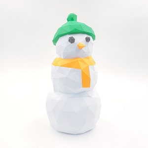 Low Poly 3D Snowman Papercraft Template