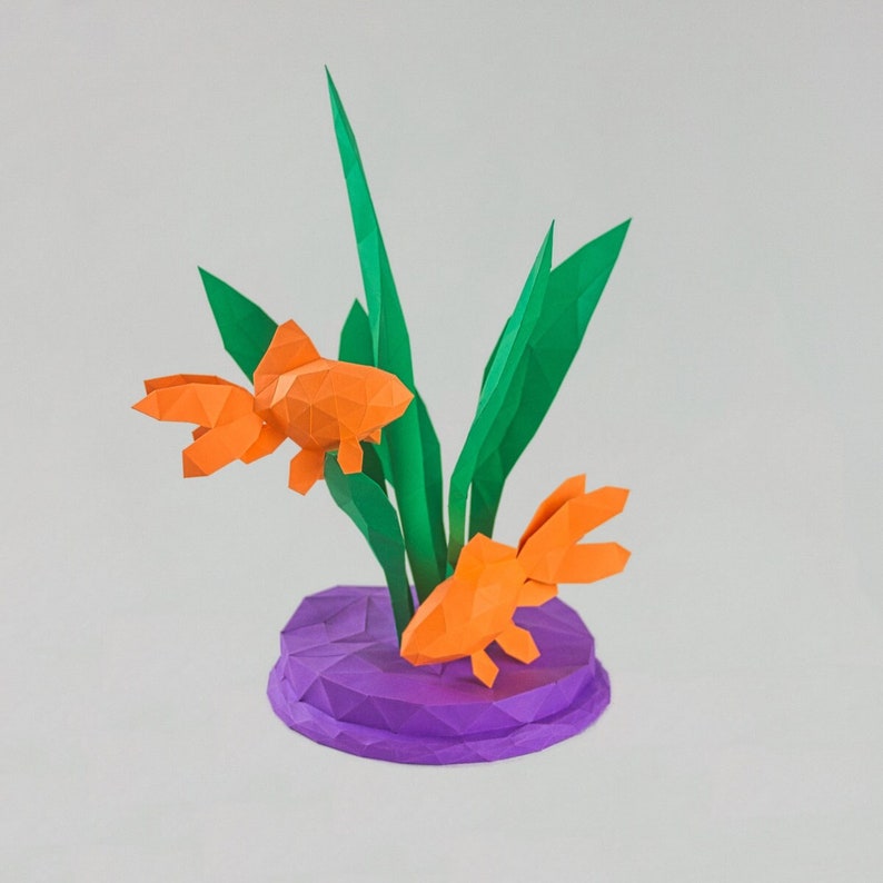 3D Papercraft Goldfish Diorama Template Etsy Canada